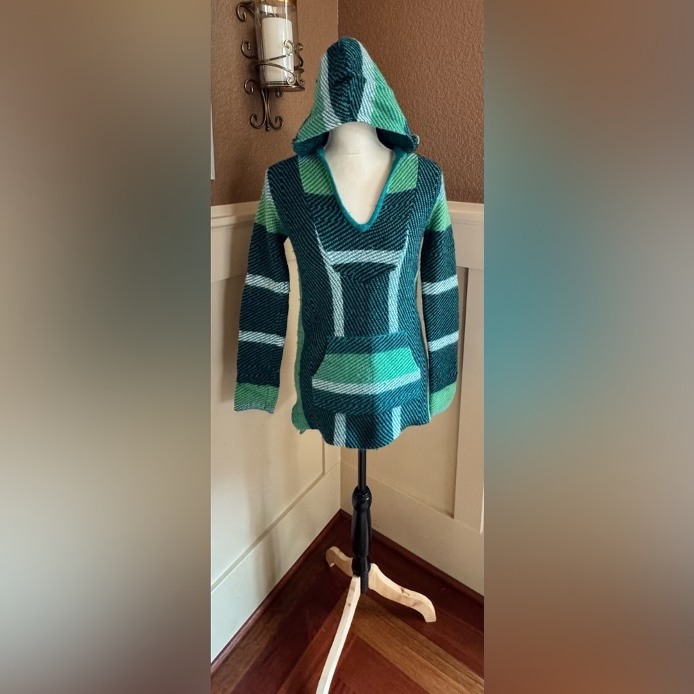 BCBGMaxAzria Teal and Mint V-Neck Sweater